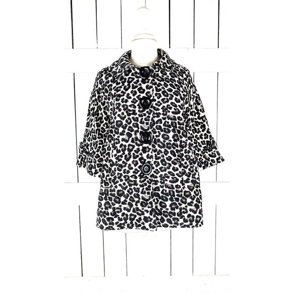 Vintage 90s leopard print cropped swing coat jacket - Picture 1 of 6